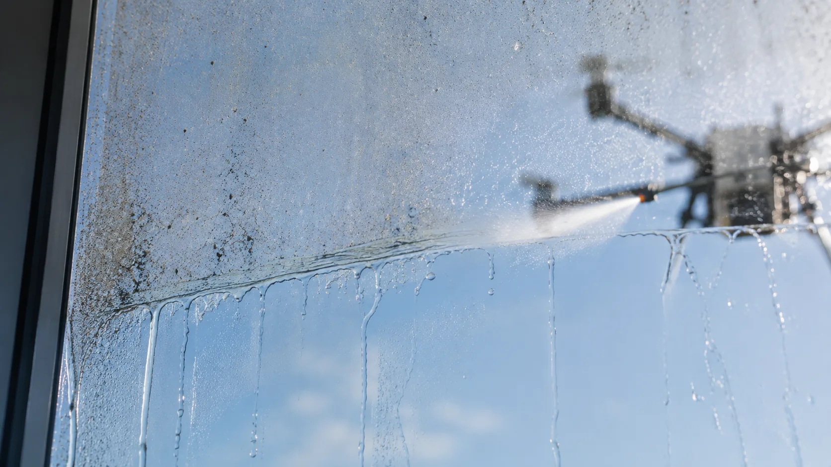 Reiniging op hoogte, met drone